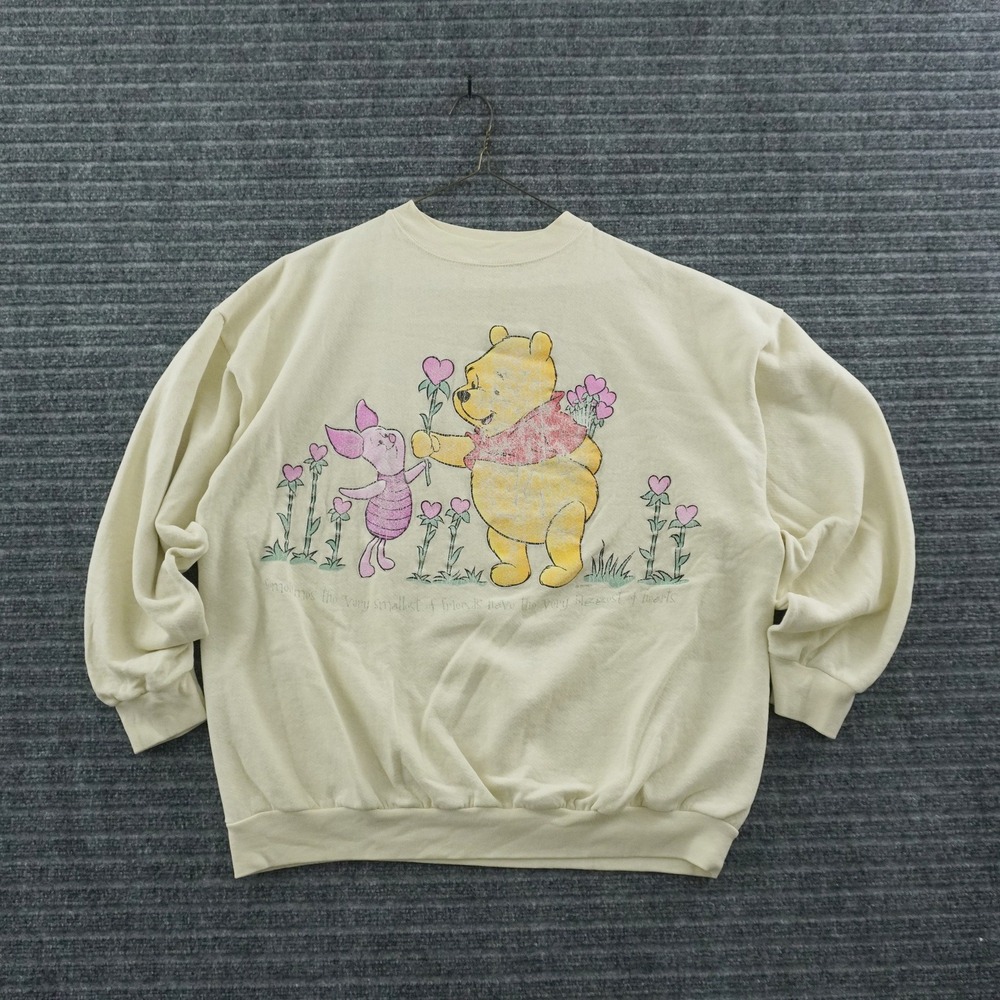Vintage Disney Winnie the Pooh Sweatshirt Unisex XL Cream Piglet Graphic